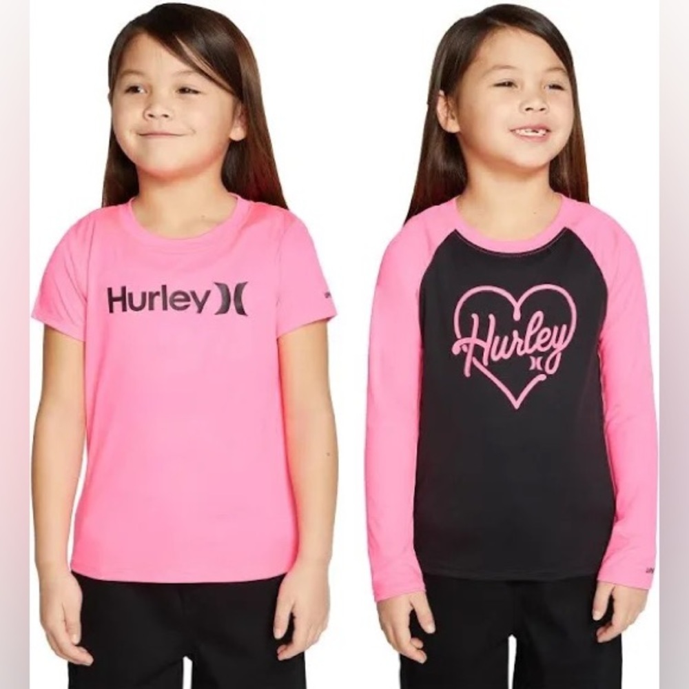 NWT Hurley Youth 2-Pack UPF Tops Long Sleeve +Short Sleeve